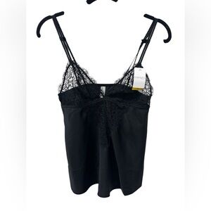 Elegant Black Lace Trim Camisole and bottoms set.